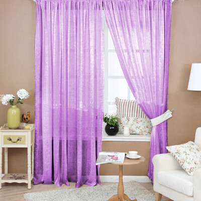 

Solid Color Window Curtain Flower Sheer Voile Tulle Valances for Bedroom