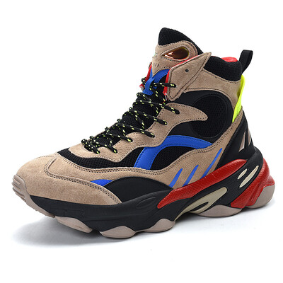

High-top sneakers mens fashion color matching tide shoes non-slip fitness running shoes