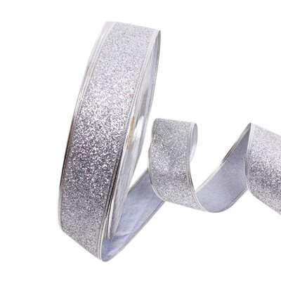 

Christmas Ribbons Glitter Ribbon Holiday Decor Xmas Ornament Gold Wrapping 2M