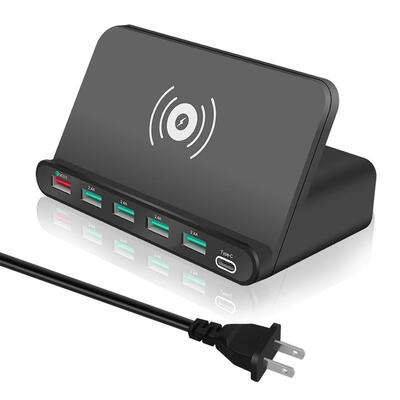 

10W Qi Wireless Charger Multi USB Type-C HUB QC30 Fast Charging Adapter