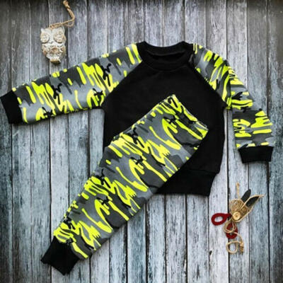 

UK Newborn Baby Boys Clothes Camouflage Long Sleeve TopsLeggings Pants Outfit