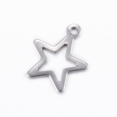 

304 Stainless Steel Charms Star Stainless Steel Color 15x13x08mm Hole 1mm