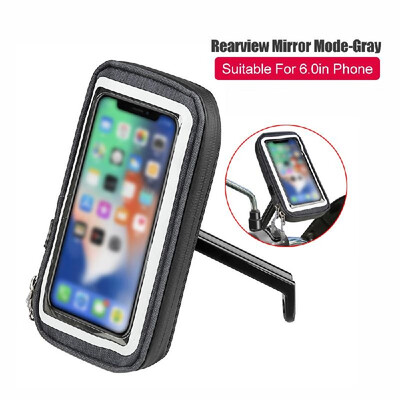 

Portable Waterproof High Sensitivity 360 Degrees Rotation Bike Electrombile Mobile Phone Bag Bracket Gray Handlebar Mode