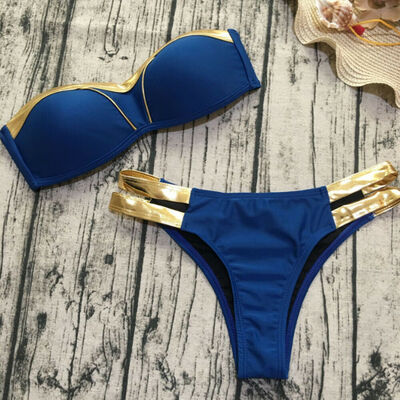 

Women Padded Soft Bra Bandage Bikini Set Swimsuit Triangle Swimwear Bathing