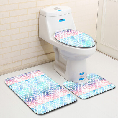 

Siaonvr 3pcs Non-Slip Fish Scale Bath Mat Bathroom Kitchen Carpet Doormats Decor