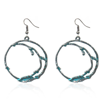 

Tree Branches Leaf Round Earring Metal Small Hoop Earrings For Women Gold Punk Ethnic Jewelry