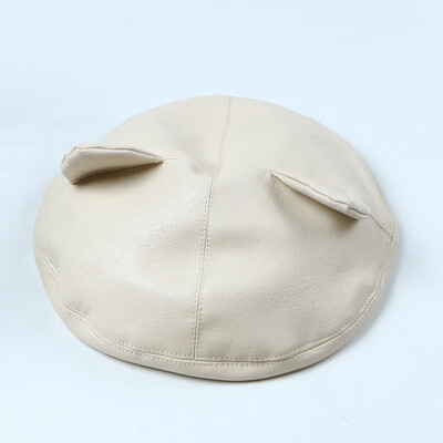 

Hat female cat ears autumn&winter berets England retro pu skin octagonal pumpkin Hat painter Hat Korean Hat tide