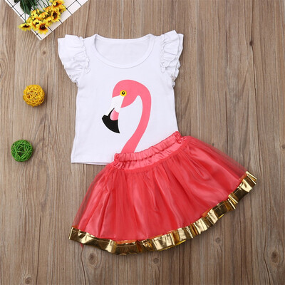 

2PCS Infant Kids Baby Girl Summer Outfits Clothes T-shirt TopsSkirt Dresses Set
