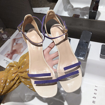 

Transparent sandals womens cats&one-word color matching summer Korean version of high-heeled shoes womens slim&sexy