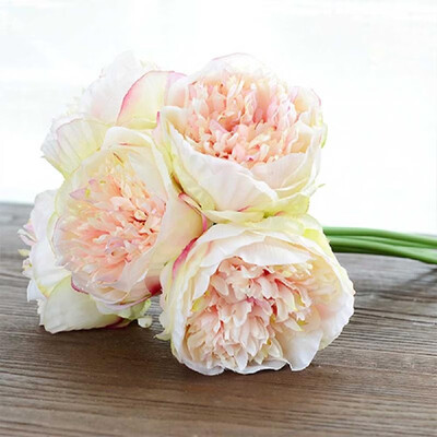 

European-style artificial flower hand tied five branch peony wedding hand-held floral fake flower living room indoor shopping mall