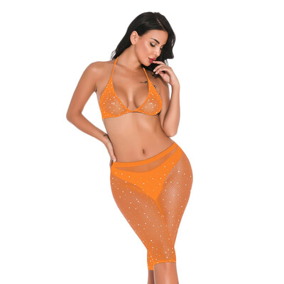 

Toponeto New Women Fishnet Hollow Out Floral Diamond Pantyhose Stocking Bra Lingerie