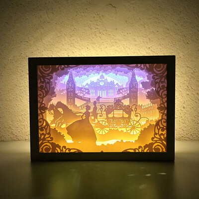 

Siaonvr Creative Art Décor Lamp Light 3D Night Lamp Paper Pattern Painting LED Table