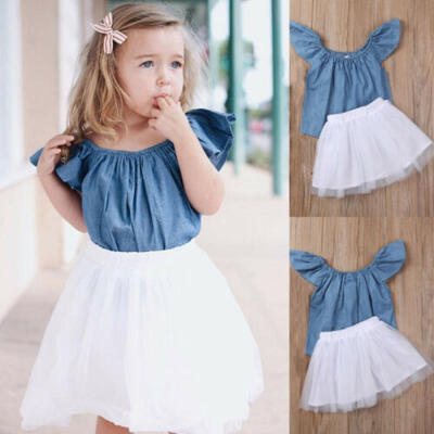 

Toddler Kids Baby Girls Outfits Clothes T-shirt TopsTutu Dress Skirt 2PCS Sets