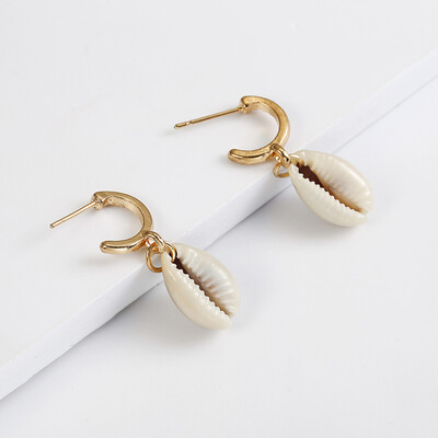 

Bohemian Conch Shell Metal Drop Earrings for Women New style Big Circle Dangle Earring Fashion Jewelry 2019 Female Boho Shell