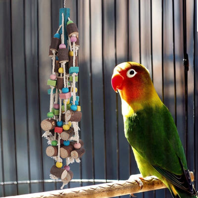 

Greensen Wood Bird Pets Hanging Swing Color Activity Play Rope Grinding Chew Bite Cage Toy for Parrot