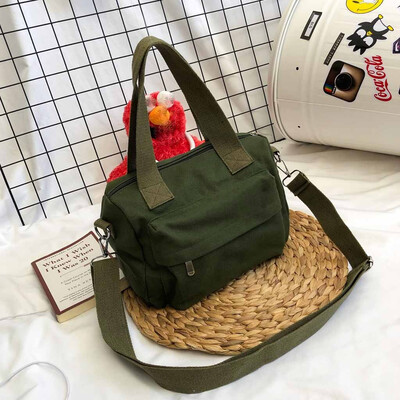 

Tailored Womens solid color portable canvas bag simple shoulder Bag Casual Messenger bag