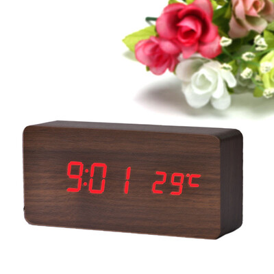 

Siaonvr Temperature Display Sounds Control Electronic Desktop LED Alarm Clock RD
