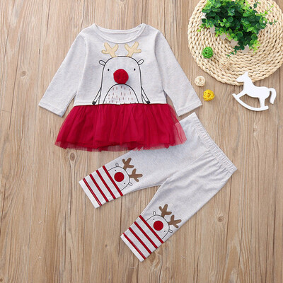 

Toddler Baby Girls Boys Long Sleeves TopPants Outfit Christmas Set Kid Clothes