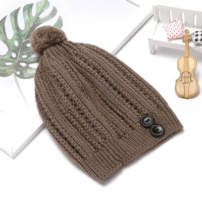 

Tailored Fashion Womens Winter Collar Plus Button Thick knit Warm Hat