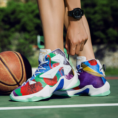 

Color fashion basketball shoes mens summer breathable high-side wear-resistant non-slip sneakers men junior high school students