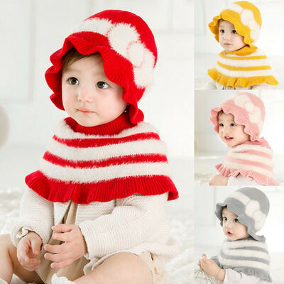 

Toddler Kids Baby Girls Princess Scarf Caps Hat Winter Warm Knit Scarf Shawl