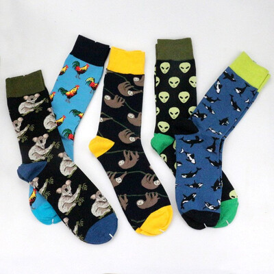 

5 Pairs Funny Happy Plant Socks Cotton Animal Socks Alien Monkey Chicken Banana Cactus Whale Dinosaur Koala Men Women Socks