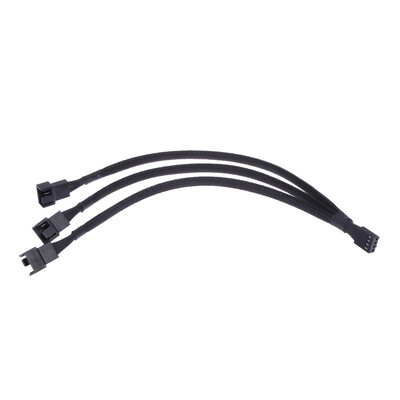 

4 pin PWM Fan Cable 1 to 3 ways Splitter Black Sleeved Extension Cable