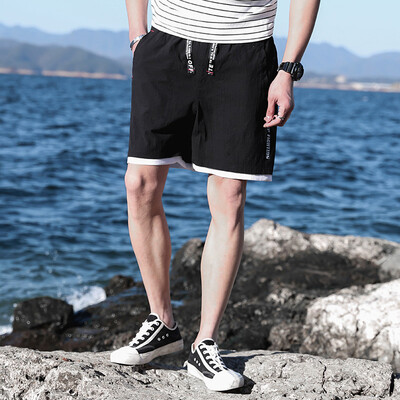 

Tailored Mens New Summer Casual Loose Belt Drawstring Cotton Hemp Beach Shorts Pants