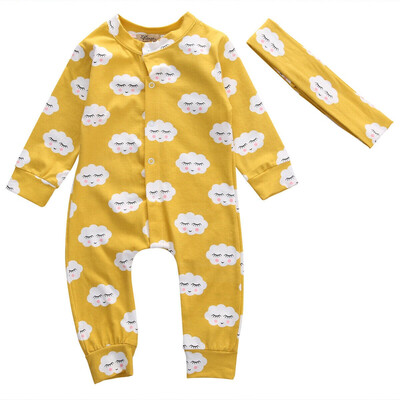 

Toddler Baby Boy Girls Cotton Cute Romper Headband Jumpsuit Outfits Clothes
