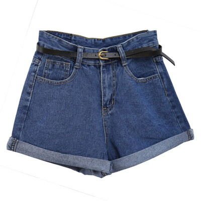 

New Women Retro Jeans Shorts Summer High Waisted Rolled Denim Jean Shorts with Pockets Retro Jeans Shorts