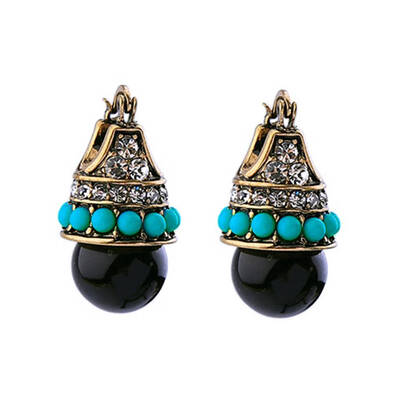 

One Pair Crystal Women Beads Earrings Rhinestones Drop Stud Ear Rings Girl Female Gift Jewelry