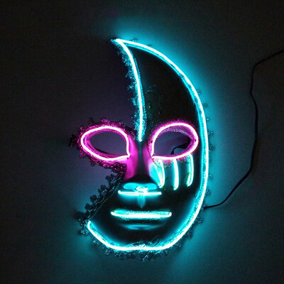 

Half Face Glowing Mask Crescent Shape Halloween Funny Screaming Ball Mask for Halloween Party Cosplay Costume Props Tools