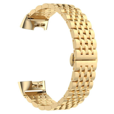 

7 Beads Stainless Steel Watch Band Bracelet Wrist Strap for Fitbit Charge 3