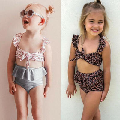 

2Pcs Toddler Baby Girl Leopard Swimwear Bathing Suit Bikini Outfits Swimsuit Set