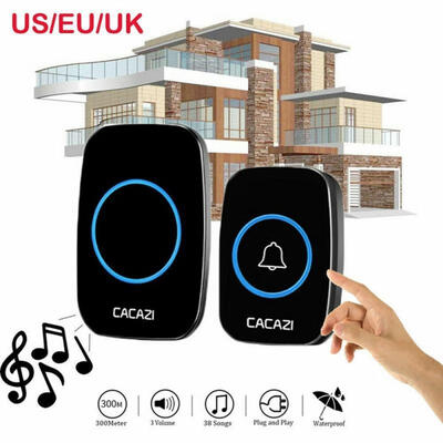 

300M Remote Waterproof LED Wireless Doorbell 38 Songs Chime EU