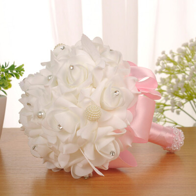 

Toponeto Crystal Roses Bridesmaid Wedding Bouquet Bridal Artificial Silk Flowers