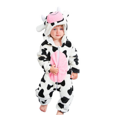 

Newborn Baby Cartoon Animal Winter Hooded Rompers Front Zipper Jumpsuit