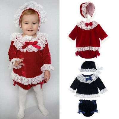 

Toddler Kids Baby Girls Lace Velvet Tops Dress Pants Shorts Hat Outfit Costume