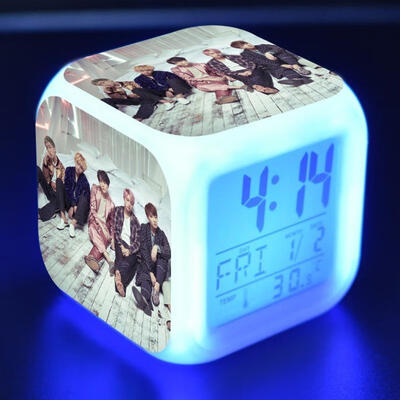 

KPOP BTS Alarm Color Changing Clock Bangtan Boys YOU JIMIN Night Light Gift