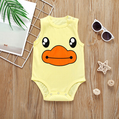 

Newborn Kids Baby Boys Girls Sleeveless Cotton Jumpsuit Cartoon Print Rompers
