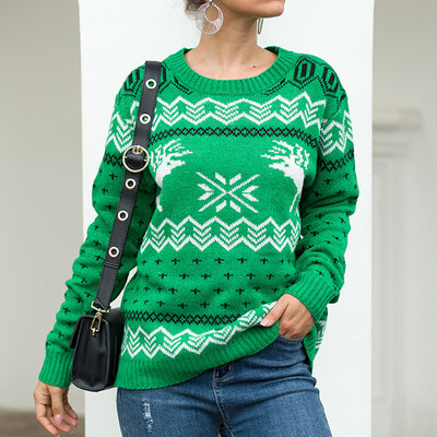 

Tailored Women Christmas Sweater Long Sleeve O-Neck Christmas Tree knitting Sweater Tops