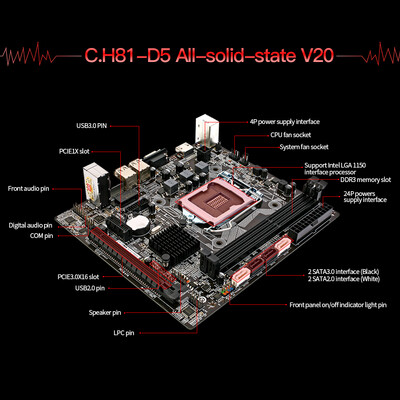 

Colorful CH81-DS Motherboard All-Solid-State DDR3 SATA30 Mainboard Intel H81LGA 1150