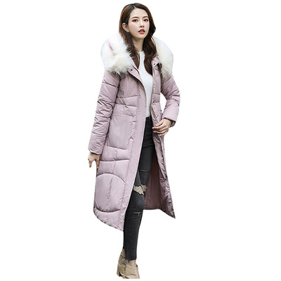 

Toponeto Women Fashion Outerwear Long Cotton-padded Jacket Pocket Hooded Coats