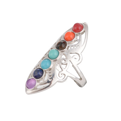 

New Yoga Colorful Natural Stone Personal Energy Stone Ring