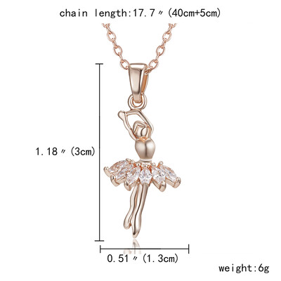 

Fashion Zircon Pendant Necklace Flower Love Heart Dance Girl Angel Rose Gold Crystal Pendant Necklace for Women Jewelry Gift