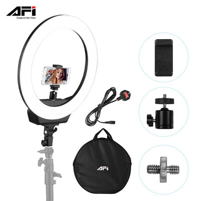 

AFI 16 Inch LED Ring Light for Phone&Camera 38W Stepless Dimmable 3200K-6500K Lighting kit with Phone Holder Carrying Bag for