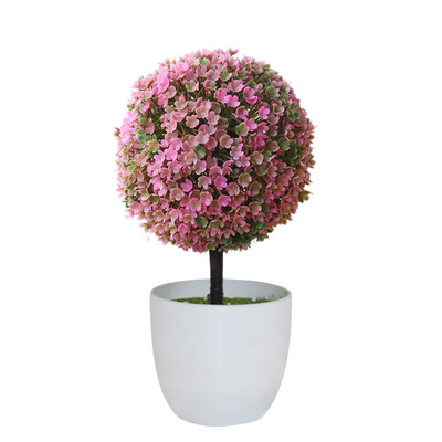 

Artificial Potted Ornament Topiary Ball Shape Bonsai Fake Plant Home Decoration