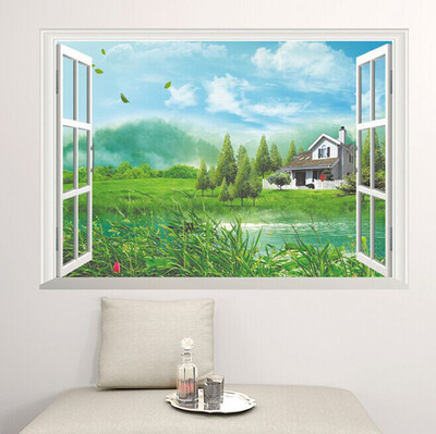 

〖Follure〗3D Fake Window Landscape Stickers Decorative Creative Removable Wall Stickers