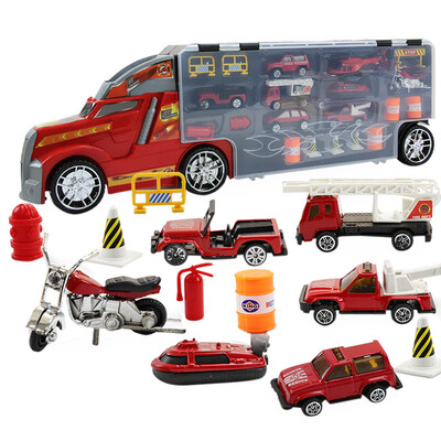 

YIWULAChildren Educational Toy Truck Toy Car Model Scenes Set Portable Storage Box