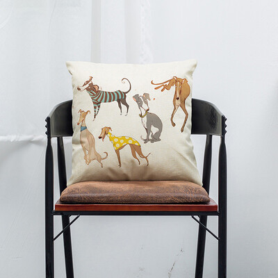 

JPGIF Vintage Dog Cotton Pillow Case Sofa Waist Throw Cushion Cover Home Car Decor A